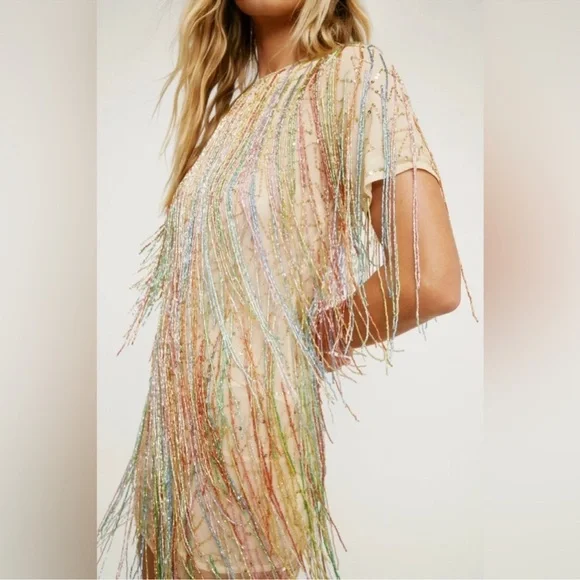 Nasty Gal Tassel Beaded Shift Dress - Picture 2 of 5